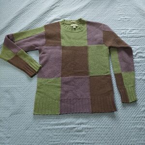 J. Crew Always  Green,marine And Black Crewneck Sweater